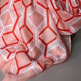 Hexagon Print Scarf in Pink Hexagon Print Scarf in Pink