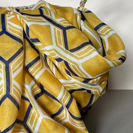 Hexagon Print Scarf in Yellow Hexagon Print Scarf in Yellow