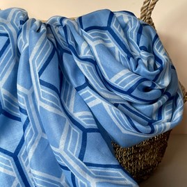 Hexagon Print Scarf in Blue Hexagon Print Scarf in Blue