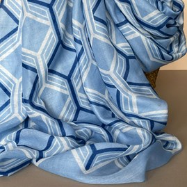 Hexagon Print Scarf in Blue Hexagon Print Scarf in Blue
