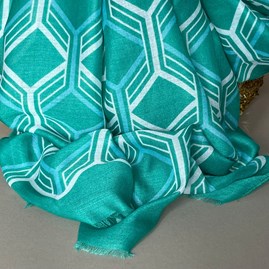 Hexagon Print Scarf in Green