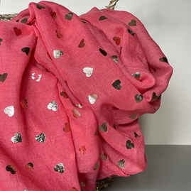 Rose Gold Hearts Scarf in Coral Rose Gold Hearts Scarf in Coral