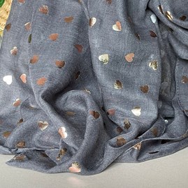 Rose Gold Hearts Scarf in Grey Rose Gold Hearts Scarf in Grey