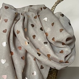 Rose Gold Hearts Scarf in Beige Rose Gold Hearts Scarf in Beige