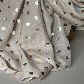 Rose Gold Hearts Scarf in Beige