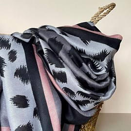 Leopard Print Scarf with Grey and Black Borders Leopard Print Scarf with Grey and Black Borders