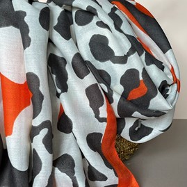 Leopard Print Splodge Scarf in Charcoal Leopard Print Splodge Scarf in Charcoal