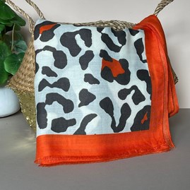 Leopard Print Splodge Scarf in Charcoal