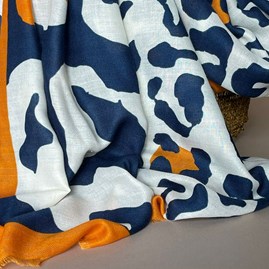 Leopard Print Splodge Scarf in Navy Blue