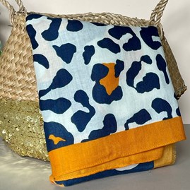 Leopard Print Splodge Scarf in Navy Blue Leopard Print Splodge Scarf in Navy Blue