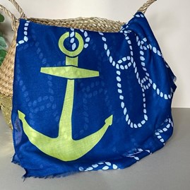 Rope & Anchor Print Scarf in Navy Blue Rope & Anchor Print Scarf in Navy Blue