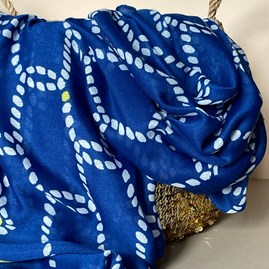 Rope & Anchor Print Scarf in Navy Blue