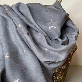 Rose Gold Sketch Stars Scarf in Grey Rose Gold Sketch Stars Scarf in Grey