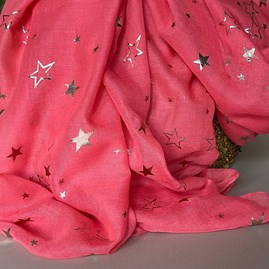 Rose Gold Sketch Stars Scarf in Coral Rose Gold Sketch Stars Scarf in Coral