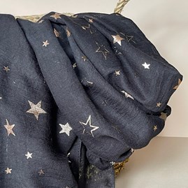 Rose Gold Sketch Stars Scarf in Black