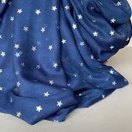 Silver Metallic Stars Scarf in Blue Silver Metallic Stars Scarf in Blue