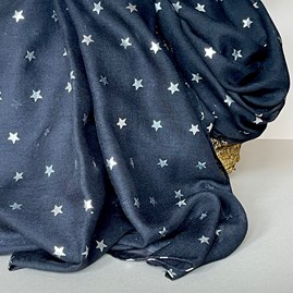 Silver Metallic Stars Scarf in Black Silver Metallic Stars Scarf in Black