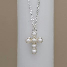 Pearl Cross Charm Necklace Pearl Cross Charm Necklace
