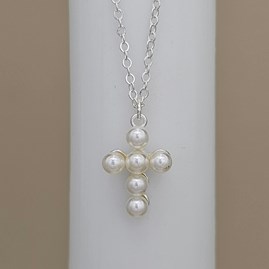 Pearl Cross Charm Necklace