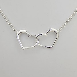 Sterling Silver Interlocking Heart Necklace