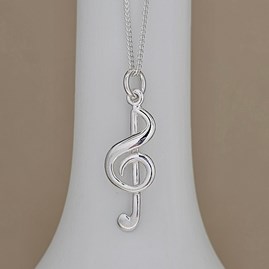 Personalised Sterling Silver Treble Clef Charm Necklace Personalised Sterling Silver Treble Clef Charm Necklace