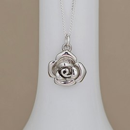 Personalised Sterling Silver Rose Charm Necklace Personalised Sterling Silver Rose Charm Necklace