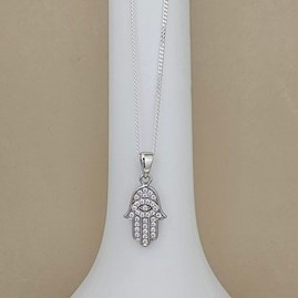 Personalised Sterling Silver Hamsa Hand Charm Necklace Personalised Sterling Silver Hamsa Hand Charm Necklace
