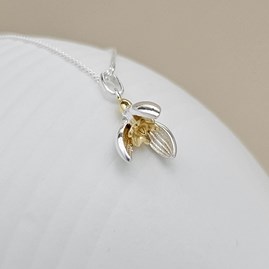 Personalised Sterling Silver Snowdrop Charm Necklace Personalised Sterling Silver Snowdrop Charm Necklace