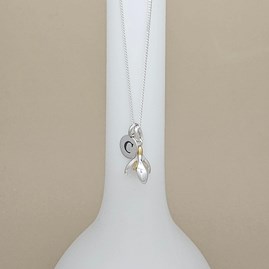 Personalised Sterling Silver Snowdrop Charm Necklace Personalised Sterling Silver Snowdrop Charm Necklace