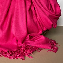 Super Soft Plain Pashmina Tassel Scarf in Fuchsia Pink