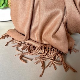 Super Soft Plain Pashmina Tassel Scarf in Tan