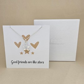 Boxed 'Good Friends' Star Necklace Card Boxed 'Good Friends' Star Necklace Card