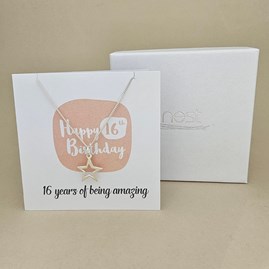 Boxed 16th Birthday Star Necklace Card Boxed 16th Birthday Star Necklace Card