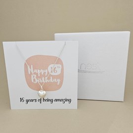 Boxed 16th Birthday Heart Necklace Card Boxed 16th Birthday Heart Necklace Card