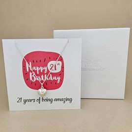 Boxed 21st Birthday Heart Necklace Card Boxed 21st Birthday Heart Necklace Card