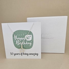 Boxed 50th Birthday Star Necklace Card Boxed 50th Birthday Star Necklace Card