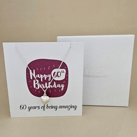 Boxed 60th Birthday Heart Necklace Card Boxed 60th Birthday Heart Necklace Card