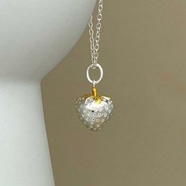 Personalised Strawberry Charm Sterling Silver Necklace Personalised Strawberry Charm Sterling Silver Necklace