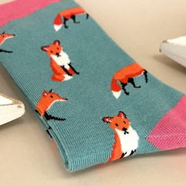 Bamboo Fox Socks In Green Bamboo Fox Socks In Green