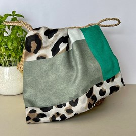 Leopard Print Scarf with Block Border in Green Leopard Print Scarf with Block Border in Green