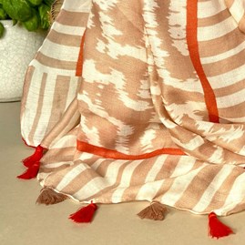 Abstract Aztec Style Print Scarf with Tassels in Light Pink Abstract Aztec Style Print Scarf with Tassels in Light Pink
