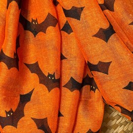 Halloween Bat Print Scarf in Orange Halloween Bat Print Scarf in Orange