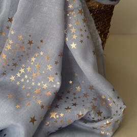 Rose Gold Galaxy Stars Scarf in Light Blue