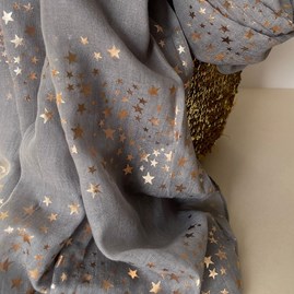 Rose Gold Galaxy Stars Scarf in Grey Rose Gold Galaxy Stars Scarf in Grey