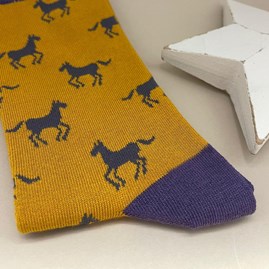 Men's Bamboo Horses Socks In Mustard Men's Bamboo Horses Socks In Mustard