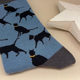 Men's Bamboo Lucky Cat Socks In Demin Men's Bamboo Lucky Cat Socks In Demin