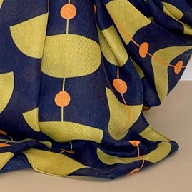 Retro Shapes Scarf in Navy Blue