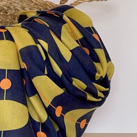 Retro Shapes Scarf in Navy Blue