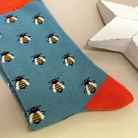 Bamboo Honey Bee Socks in Dusky Teal Bamboo Honey Bee Socks in Dusky Teal