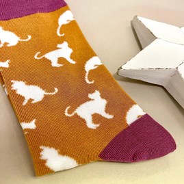 Bamboo Cat Socks In Mustard Bamboo Cat Socks In Mustard